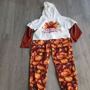 Thanksgiving Hoodie and Pants Set with cargo pockets Sz 9-10 NWOT